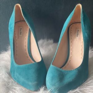 Miu Miu Teal Suede Shoes size 9
